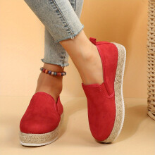 Womens Platform Espadrille Loafers Comfortable Round Toe Low Top Slip On Shoes Casual Walking Shoes
