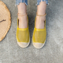 Womens Espadrille Flat Shoes Breathable Hollow Out Solid Slip On Shoes Casual Low Top Loafers