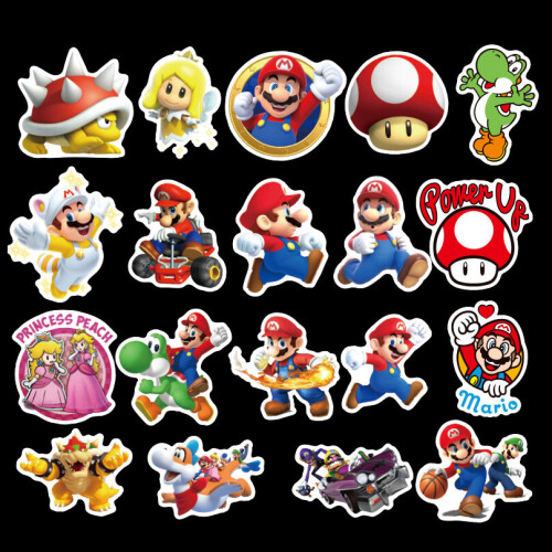 100pcs Super Mario Bros πριγκίπισσα Kawaii Σημειώσεις αυτοκόλλητα Laptop ποδήλατα αδιάβροχο 2
