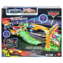 Disney Cars Night Racing Track Set: Two Configurations, Glow-in-the-Dark Mode, Criss-Cross Jump Action with Two Glow Racers