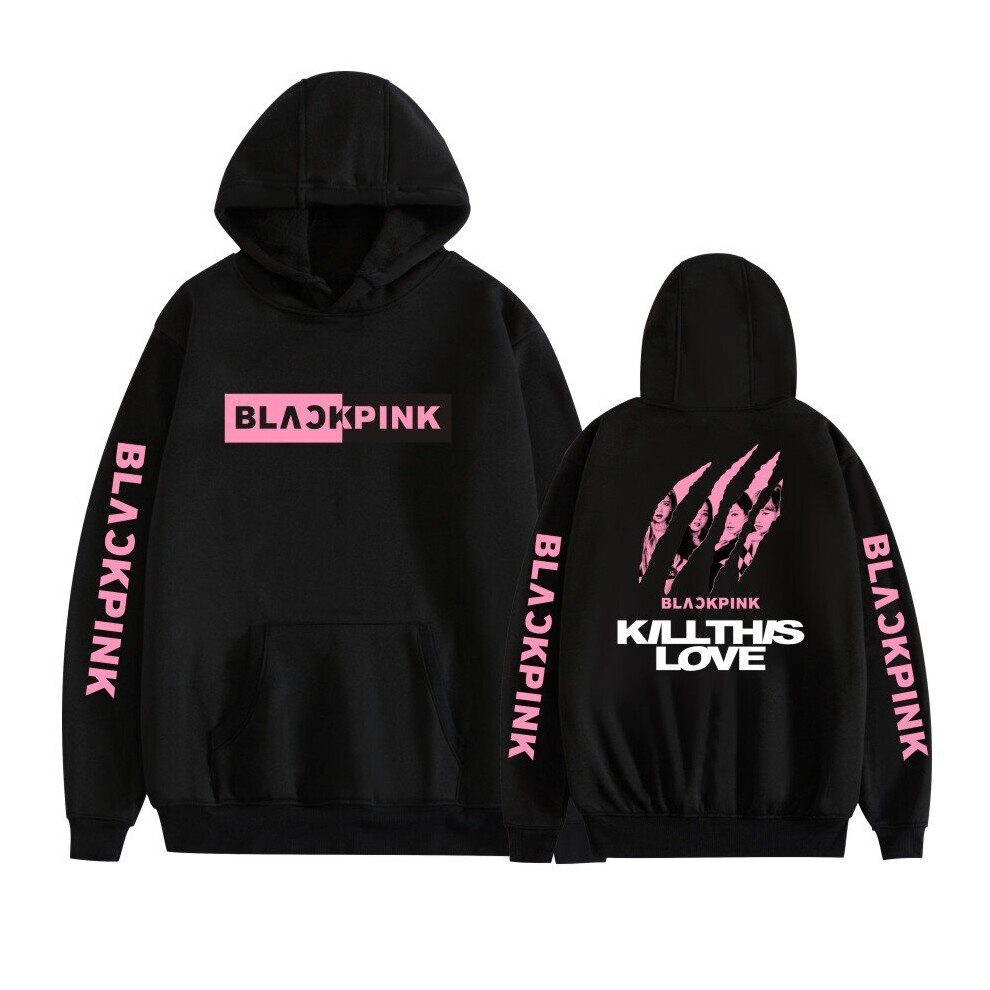 (Black, L) Blackpink Kill This Love Pullover Hoodie Unisex Midweight Sweatshirt