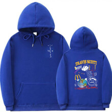 (Blue, M) Travis Scott Pullover Hoodie Cactus Jack Print Unisex Hip Hop Sweatshirt