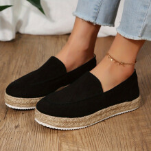 Womens Platform Espadrille Loafers Casual Round Toe Low Top Shoes Casual Non Slip Flats