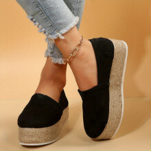 Womens Platform Espadrille Shoes Casual Low Top Slip On Heightening Shoes Comfy Walking Loafers