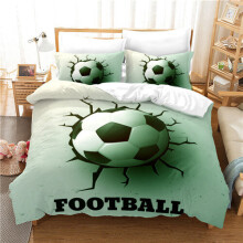 (B, Single) Football Duvet Cover with Pillowcase Bedding Set