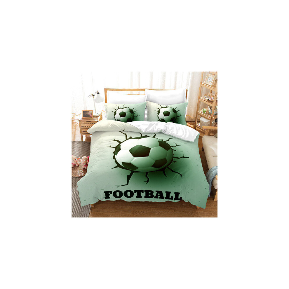 (B, Double) Football Duvet Cover with Pillowcase Bedding Set