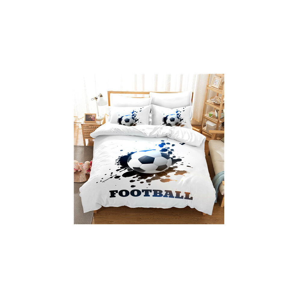 (C, Double) Football Duvet Cover with Pillowcase Bedding Set