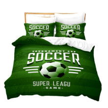 (D, Single) Football Duvet Cover with Pillowcase Bedding Set