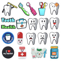 20pcs Tooth Pattern Shoe Charms For Clogs Jibts Bubble Slides Sandals PVC Shoe Decorations Accessories For Christmas Birthday Gift Party Favors
