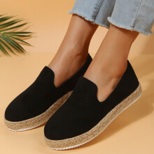Womens Flatform Espadrilles Loafers Comfortable Slip On Round Toe Shoes Casual Non slip Shoes