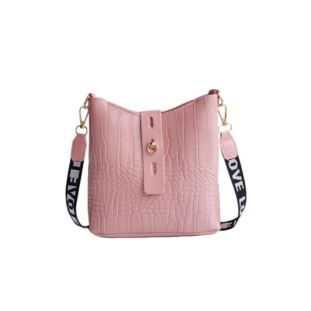 (Baby Pink) Ladies Cross Body Messenger Bag Women Shoulder Over Bags Faux Leather Handbags