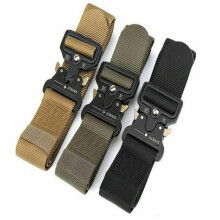 (Black) Quick Release Buckle Military Trouser Belt Camo Army Tactical Webbing Nylon UK