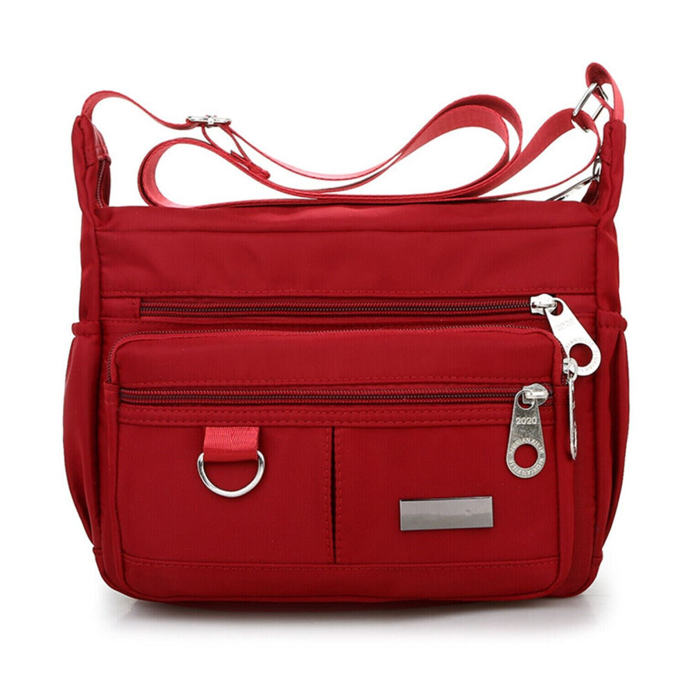 (Red) Travel Handbag Multi Pocket Messenger Cross Body Bag Women Shoulder  Holiday