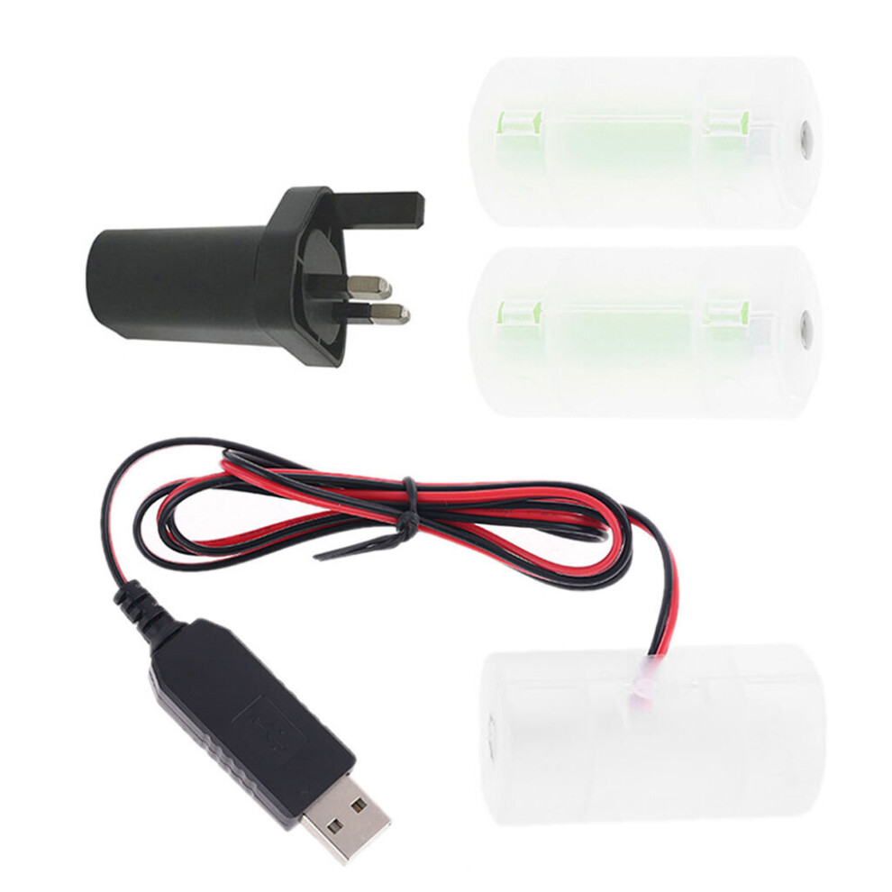 (4.5V) LR20 D Cell Battery Eliminator with USB Power Adapter Replacement 1 to 4pcs 1.5V