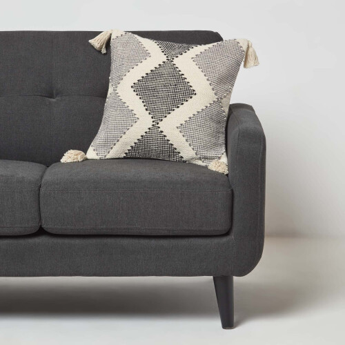 Homescapes Malmo Handwoven Textured Grey & Black Cushion 45 x 45 cm 1