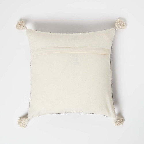 Homescapes Malmo Handwoven Textured Grey & Black Cushion 45 x 45 cm 2