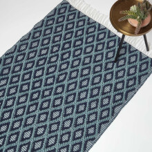 (120 x 170 cm) Tula Handwoven Teal & Navy Textured Rug, 90 x 150 cm