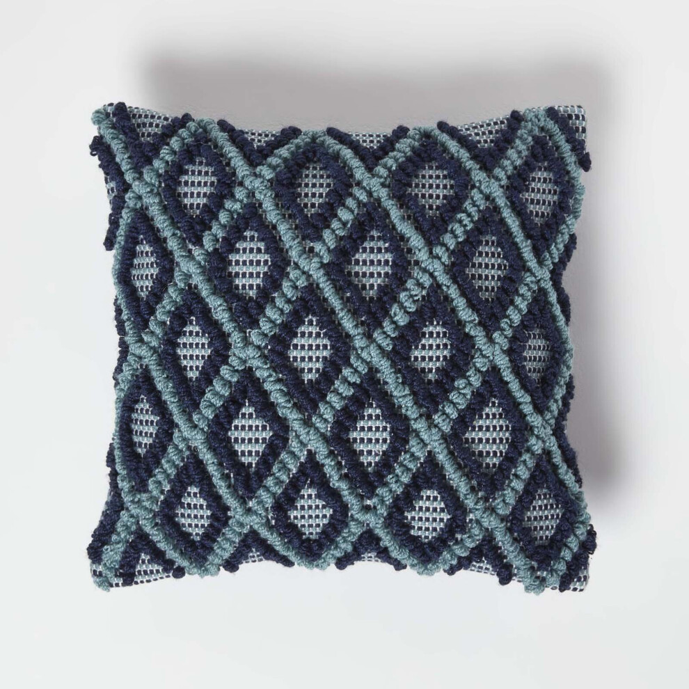 Tula Handwoven Textured Navy & Teal Cushion 45 x 45 cm