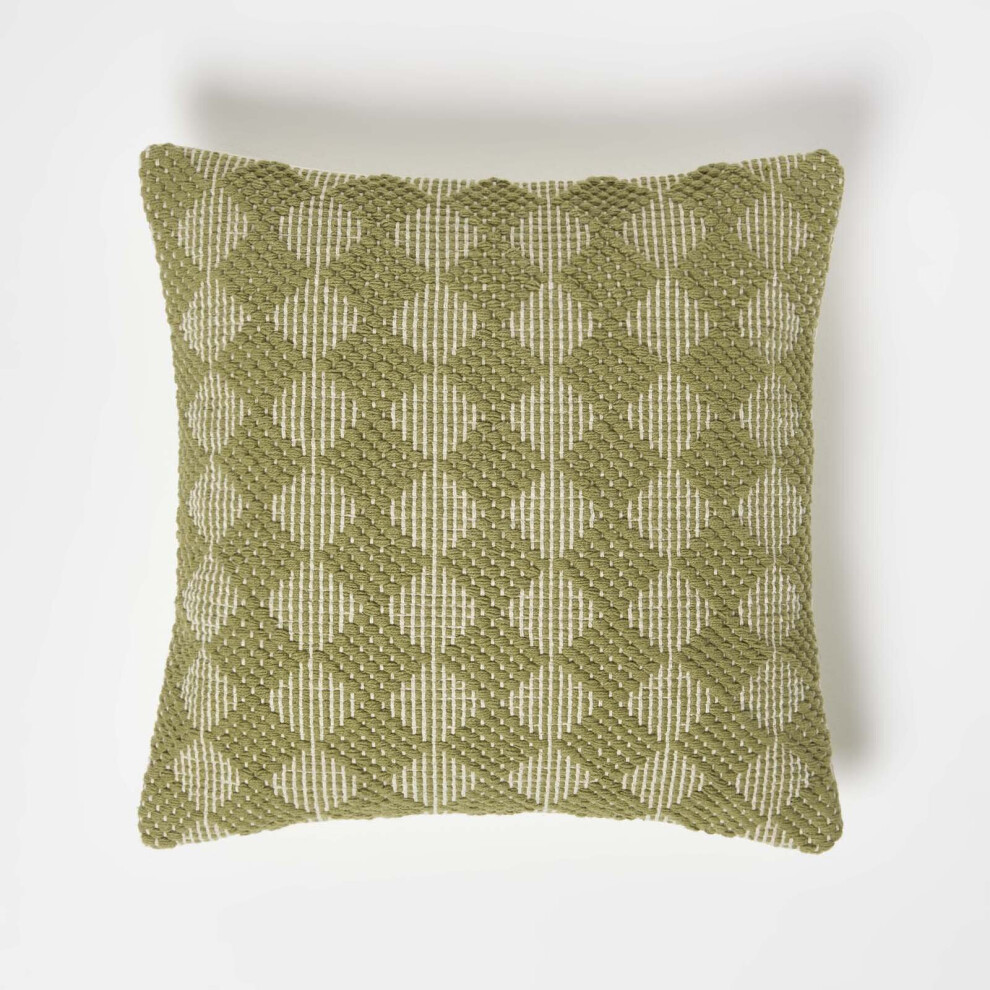 Homescapes Lima Handwoven Textured Cushion 45 X 45 Cm Green