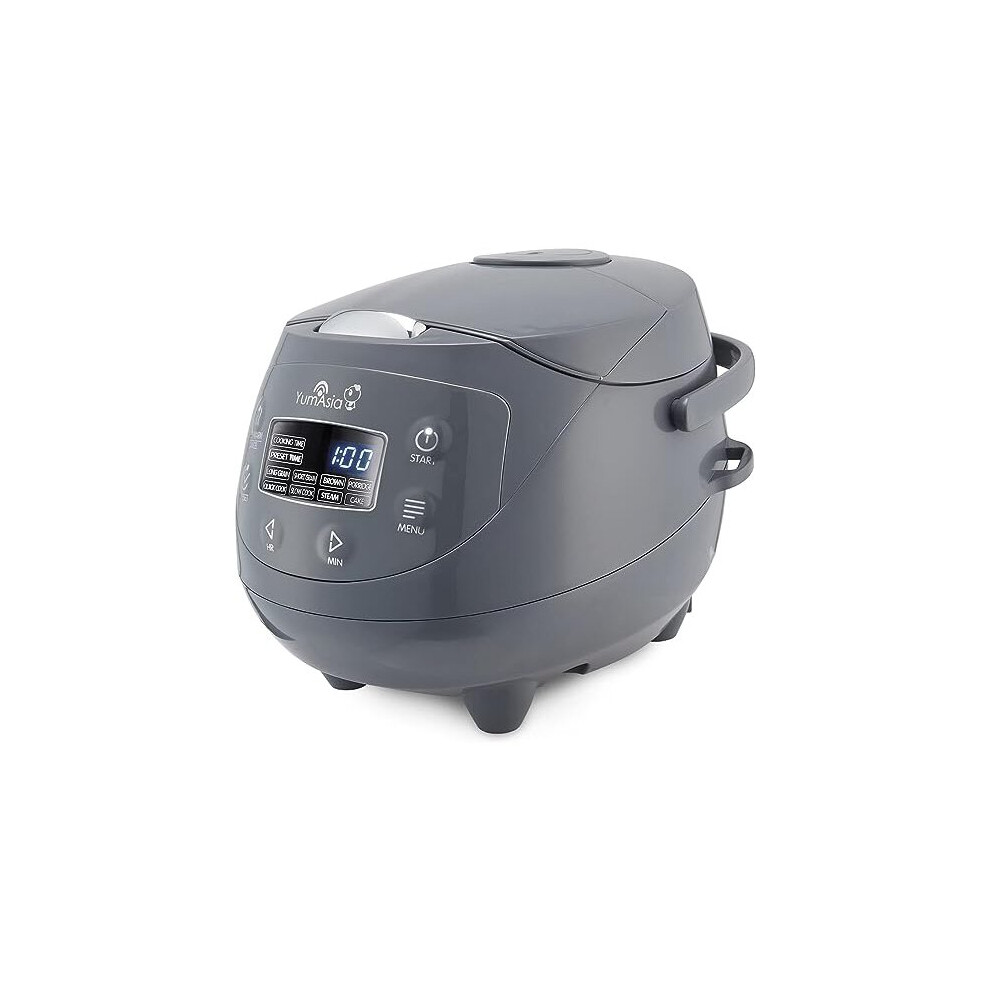 New Yum Asia Panda Mini Rice Cooker With Ninja Ceramic Bowl And Advanced Fuzzy Logic (3.5 Cup, 0.63 Litre) 4 Rice Cooking Functions,220-240V ( Grey) Cobalt/Grey