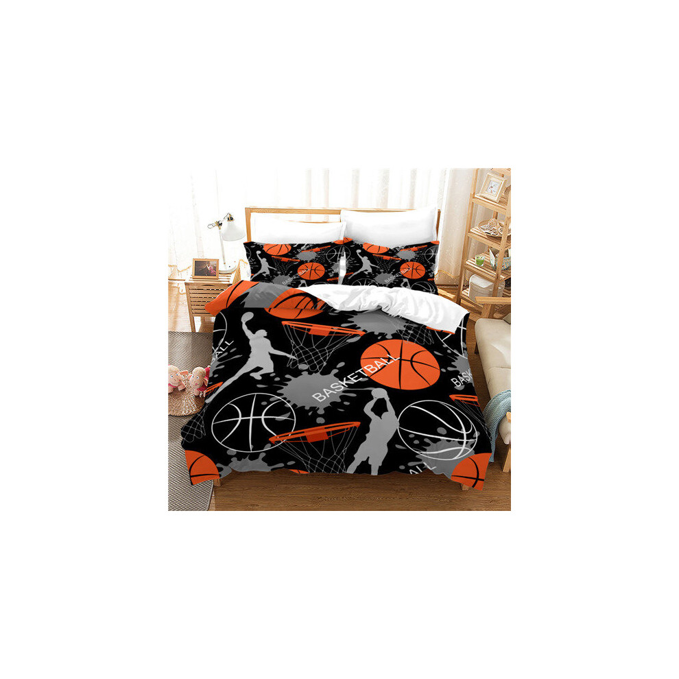 (C, Single) Basketball Duvet Cover with Pillowcase Bedding Set