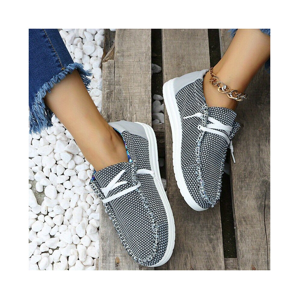 Womens Comfy Flat Loafers Lightweight Lace Up Walking Sneakers Casual Low Top Canvas Shoes-image-OPC-PC8HT65-NEW