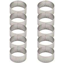 10Pcs 4.5cm Round Stainless Perforated Seamless Tart Ring Quiche Ring Tart Pan Pie Tart Ring with Hole Tart Shell Ring