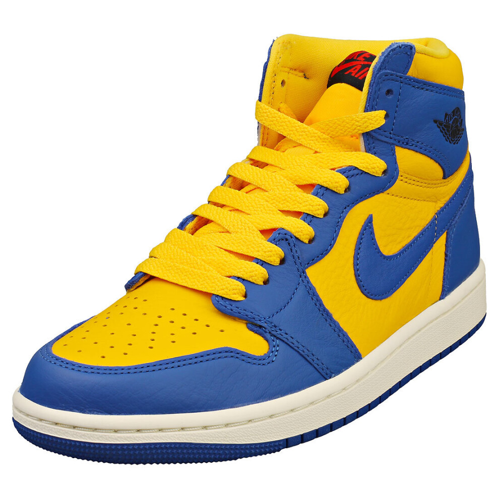 Nike Air Jordan 1 Retro Hi Womens Fashion Trainers In Yellow Blue - 4 Uk