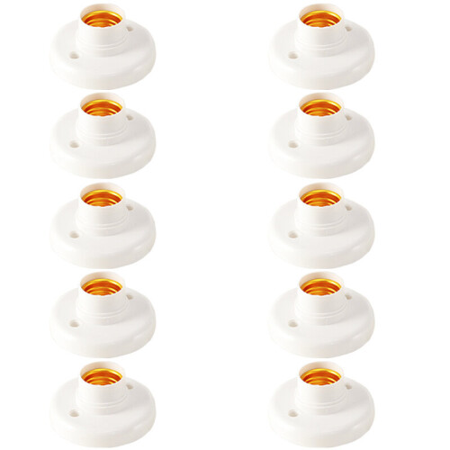 10Pcs E27 Plastic Screw Lamp Holder Round Lamp Holder Bulb Socket Holder Adapter