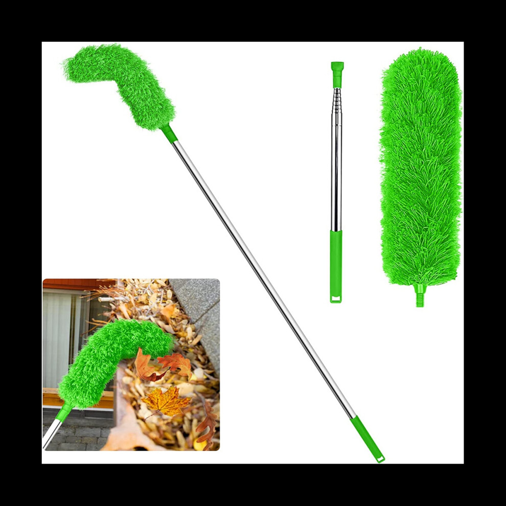 Gutter Cleaning Brush Roofing Tool with Telescopic Extendable Pole 8.2Ft Guard Cleaner Tool Easy Remove Leave, green