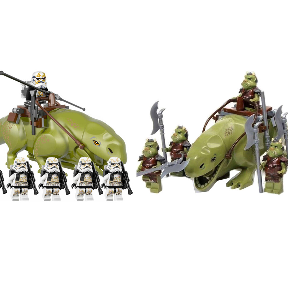 Bonxaif (Stormtrooper Wet Back Beast Vs Gamorran Guard Wet Back Beast) Fit Lego Star Wars Rancor Monster Dewback Blurrg Beast Minifigures Kids Toys Gifts