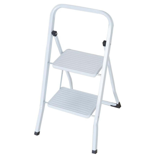 AAMEN Steel Folding 2 Steps Ladder Step Stool with Handgrip Anti-slip