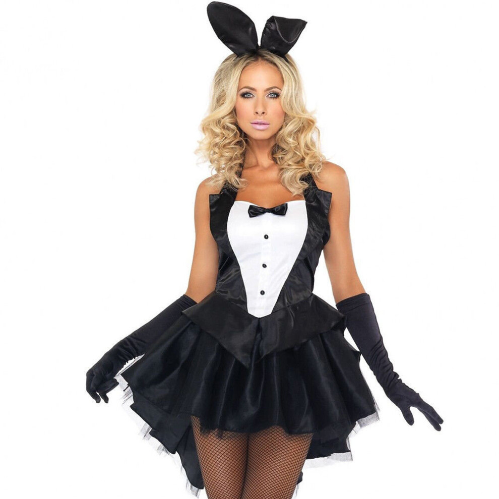 (XL) Bunny Sexy Womens Rabbit Costume Cosplay Tuxedo Halloween Outfit Dress Fancy
