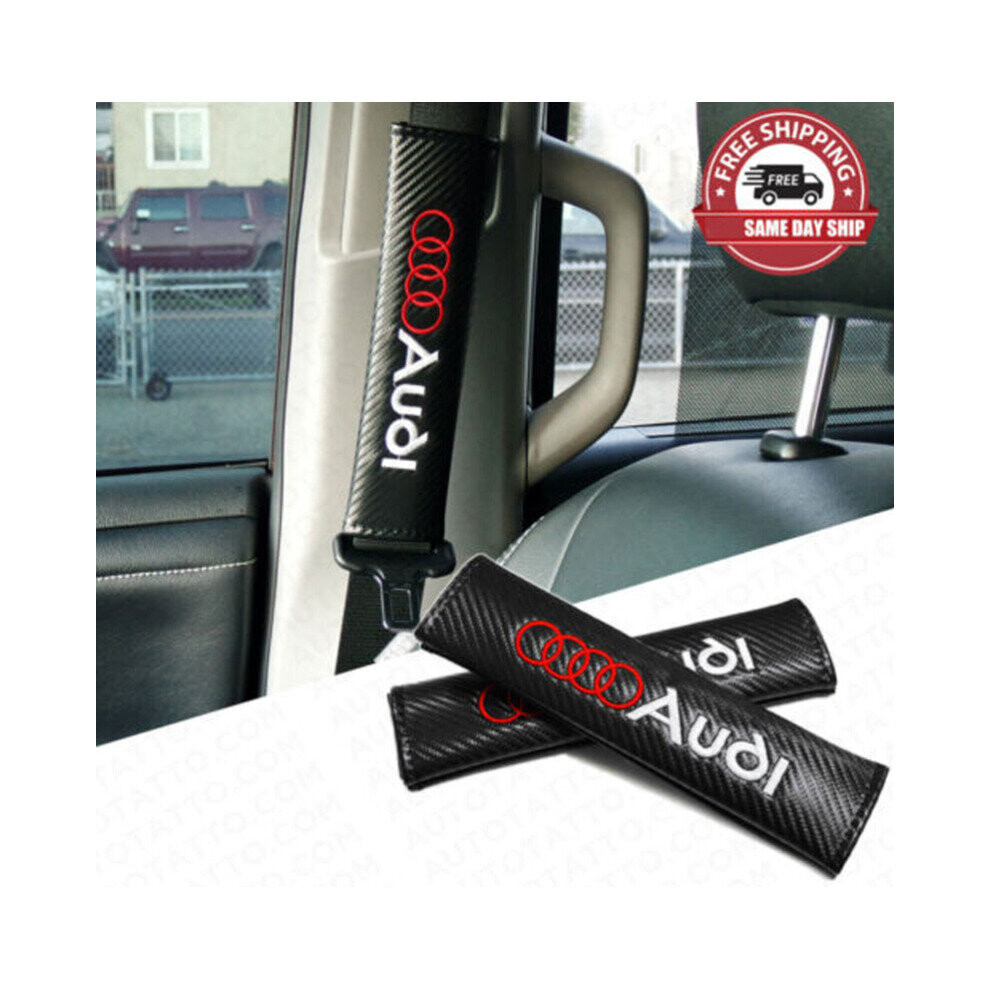 2Pcs Audi Carbon Fiber Pattern Car Seat Belt Shoulder Cover 4754135866227