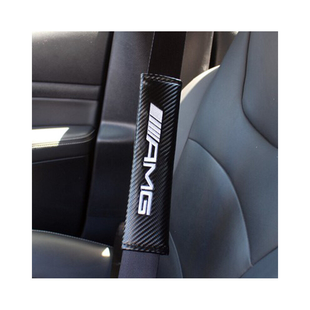 2Pcs Amg Carbon Fiber Pattern Car Seat Belt Shoulder Cover 4754135866241