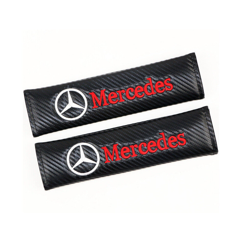 2Pcs Mercedes Benz Carbon Fiber Pattern Car Seat Belt Shoulder Cover 4754135866234