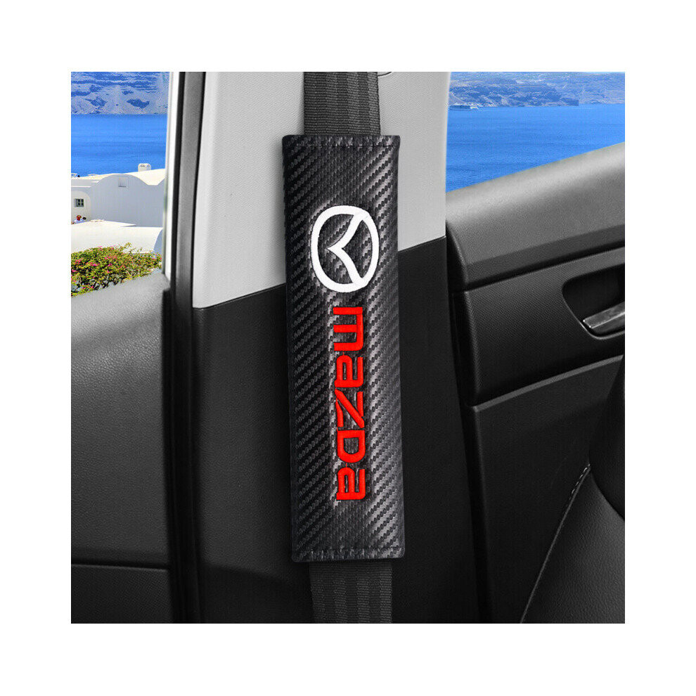 2pcs Mazda Carbon fiber pattern car seat belt shoulder cover