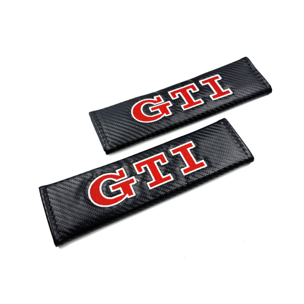 2Pcs Gti Carbon Fiber Pattern Car Seat Belt Shoulder Cover 4754135866289