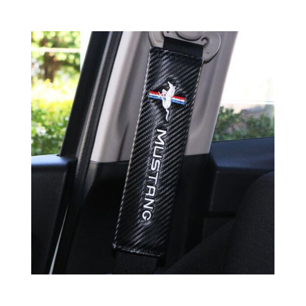 Paktoo 2Pcs Ford Mustang Carbon Fiber Pattern Car Seat Belt Shoulder Cover