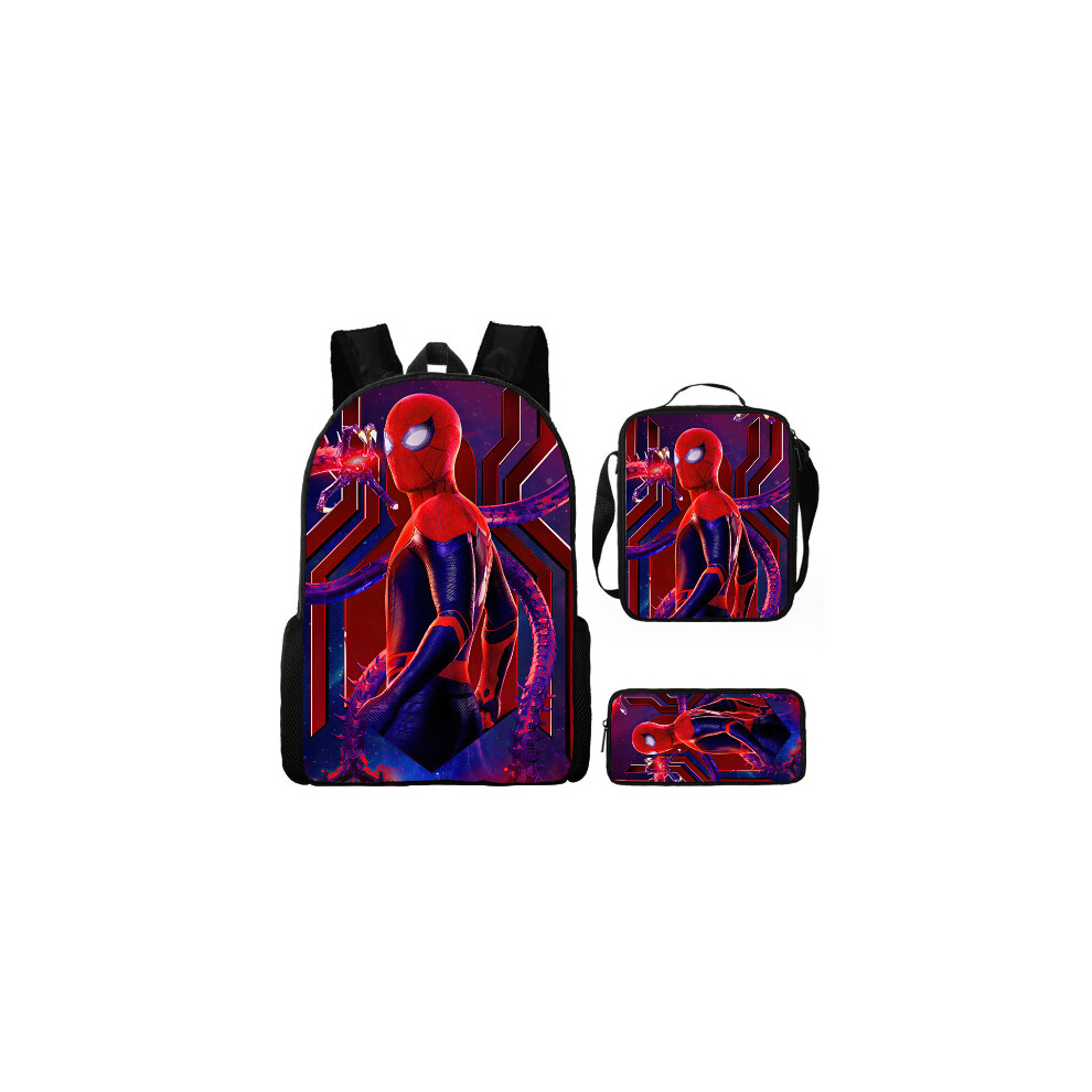 (9) Spiderman Backpack Three Piece Set 3D Printe Teens Shoulder Bags