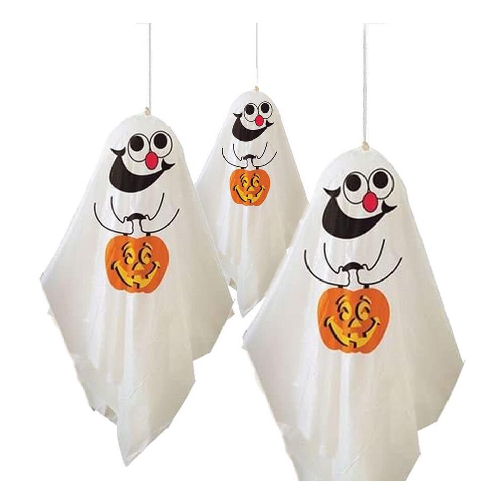 3Pcs Hanging White Ghost Halloween Decor - Indoor/Outdoor Spooky Party Theme