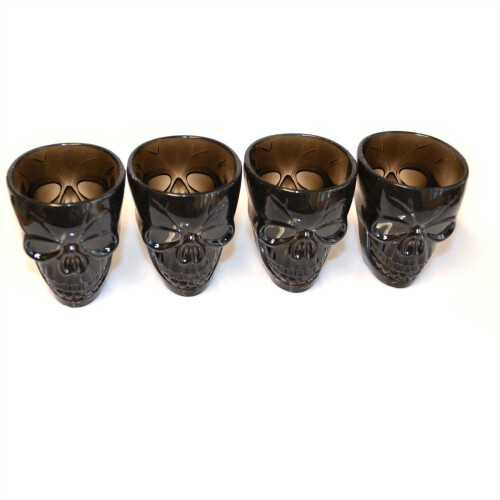 4Pcs  Halloween Clear Skull Shot Glasses - 55ml Tableware Spooky Décor 1