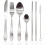 (32pc set) Cutlery Set Stainless Steel Hammered Handle Silver 1
