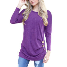 (Purple, XL) Women Fashion Long Sleeve Casual Blouse Fall Tops Ladies Loose Tshirt Pullover