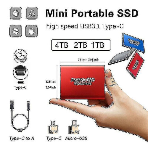 (Black, 8TB) 16tb Ssd Drive Portable Ssd External Drive For Portable ...