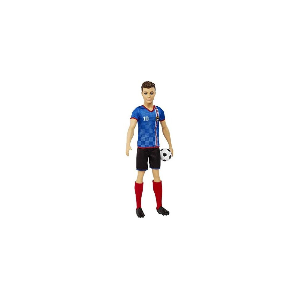 Barbie Ken Soccer Doll, Cropped Hair, Colorful #10 Uniform, HCN15