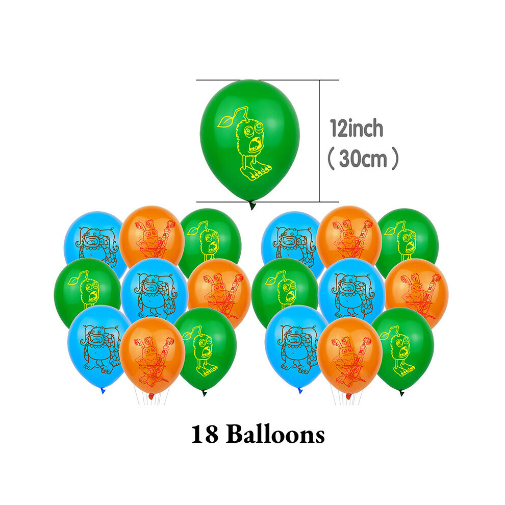 (18pcs Balloons ) My Singing Monsters Theme Birthday Banner Balloon Party Supplies Decorations  Set