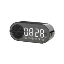(White) Bluetooth 5.0 Speaker Desk Alarm Clock with FM Radio Support TF Card