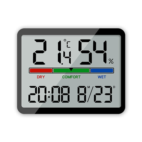 (C) Multifunctional Display of Temperature and Humidity Minimalist Digital Clock