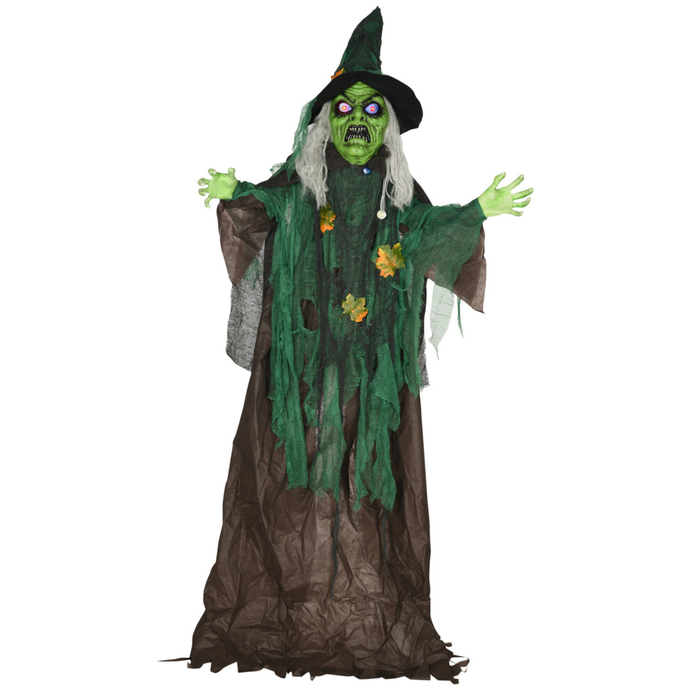 HOMCOM 6ft Outdoor Halloween Witch Prop Decoration with Light Up Eyes and Heart - Image 6
